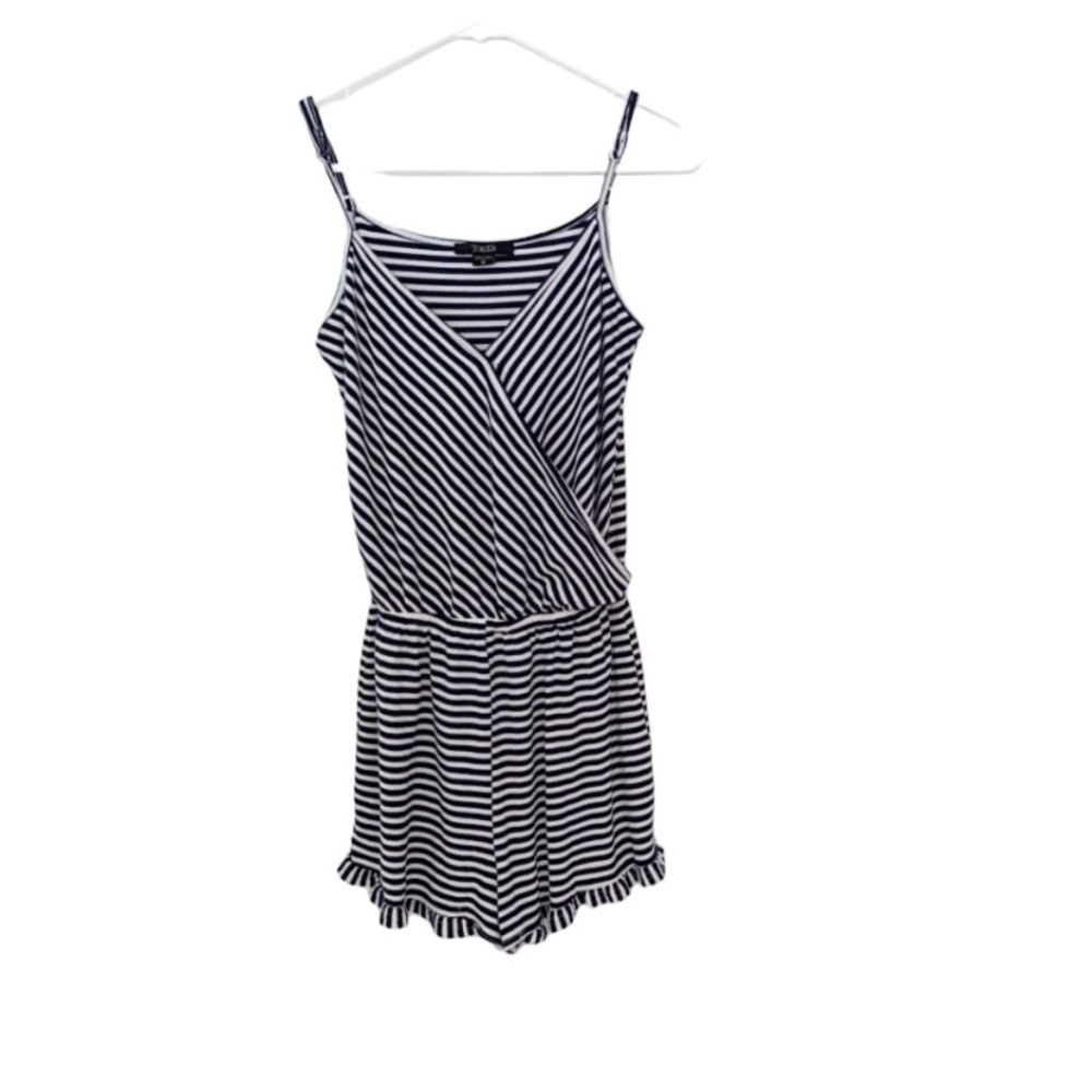 Toxik3 Blue White Striped Sleeveless Romper Size Medium